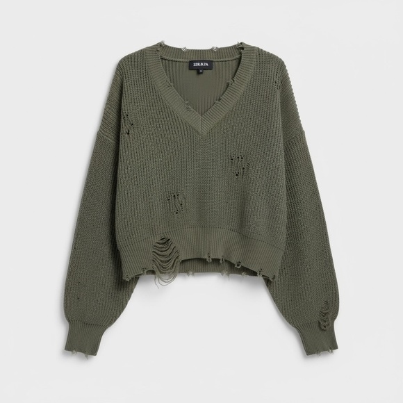 SER.O.YA Sweaters - SER.O.YA XS Syd Distressed V Neck Sweater EUC